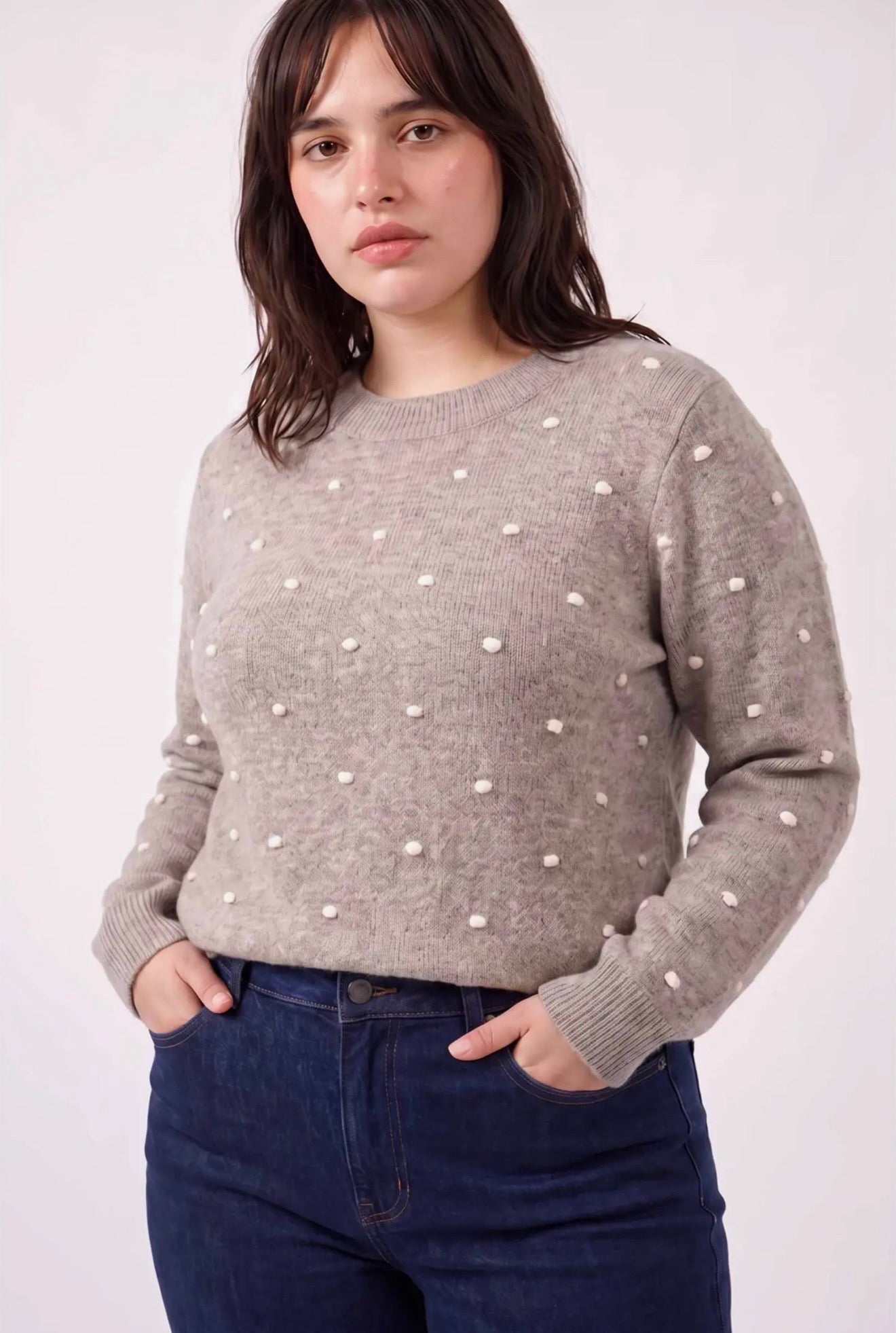 Curvy Cozy Dotted Knit Crewneck