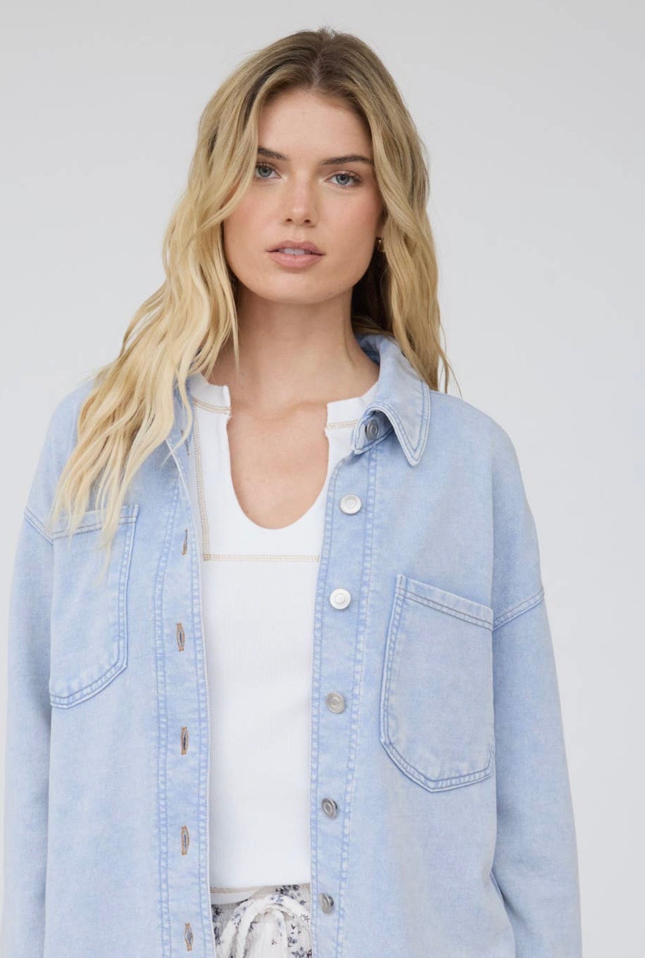 Stretch Denim Shirt Jacket