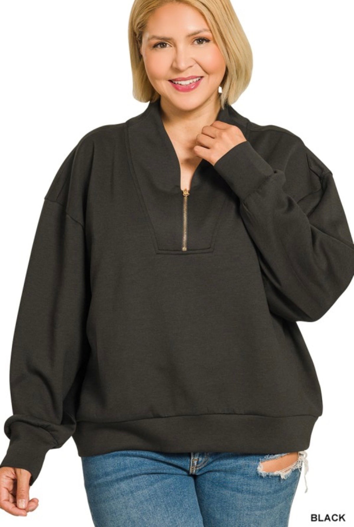 Curvy Scuba Half Zip Pullover