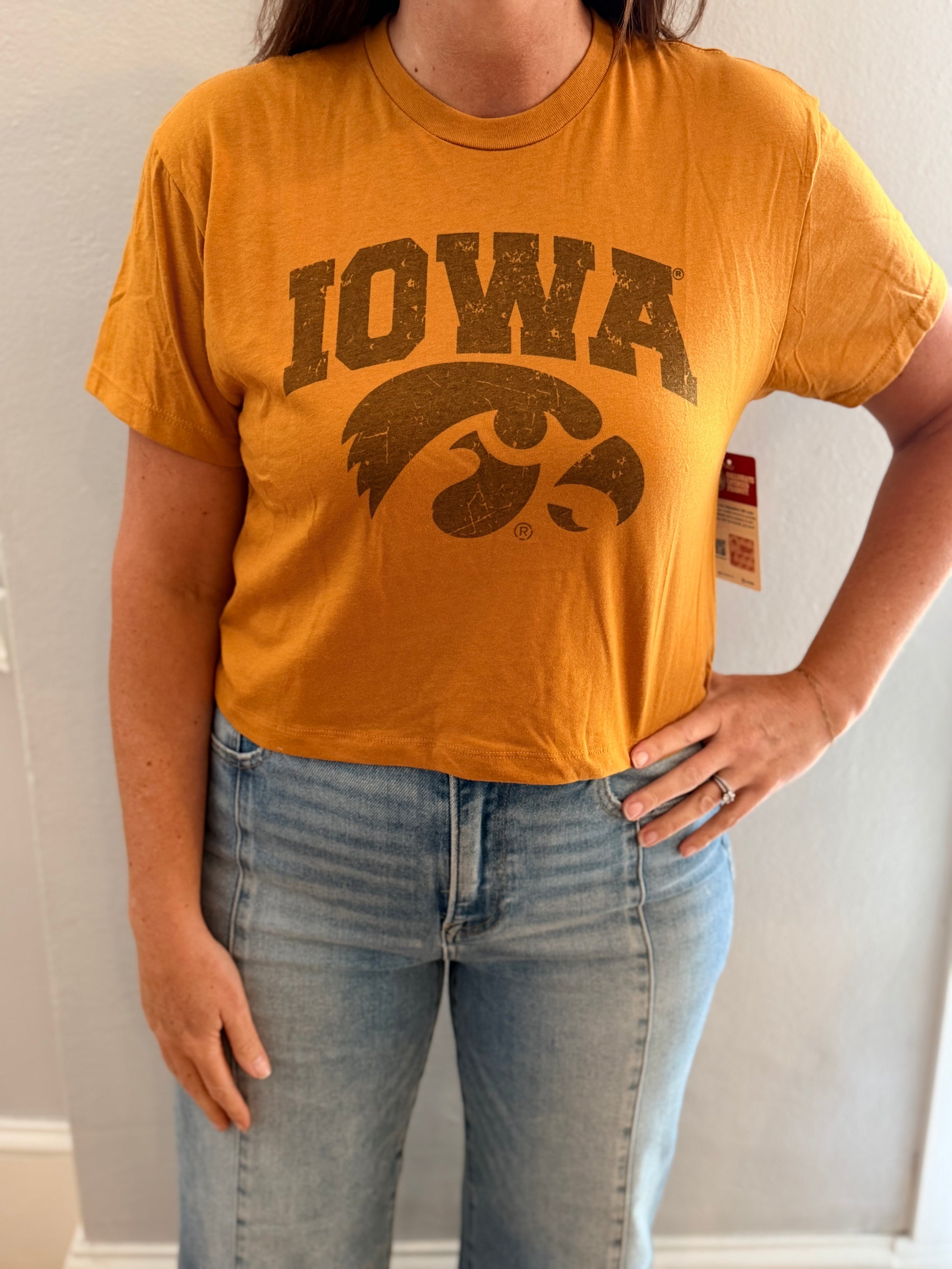 Gold Hawk Mom Crop Tee