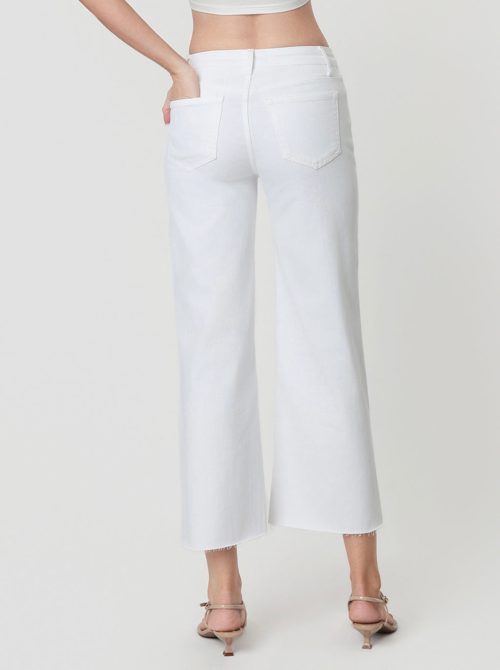 Vervet High Rise White Crop Wide Leg Jeans