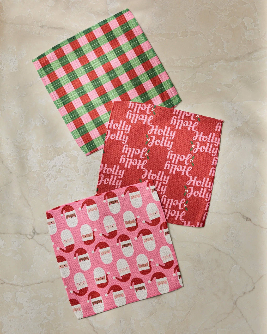 Holly Jolly Santa Dishcloth Set