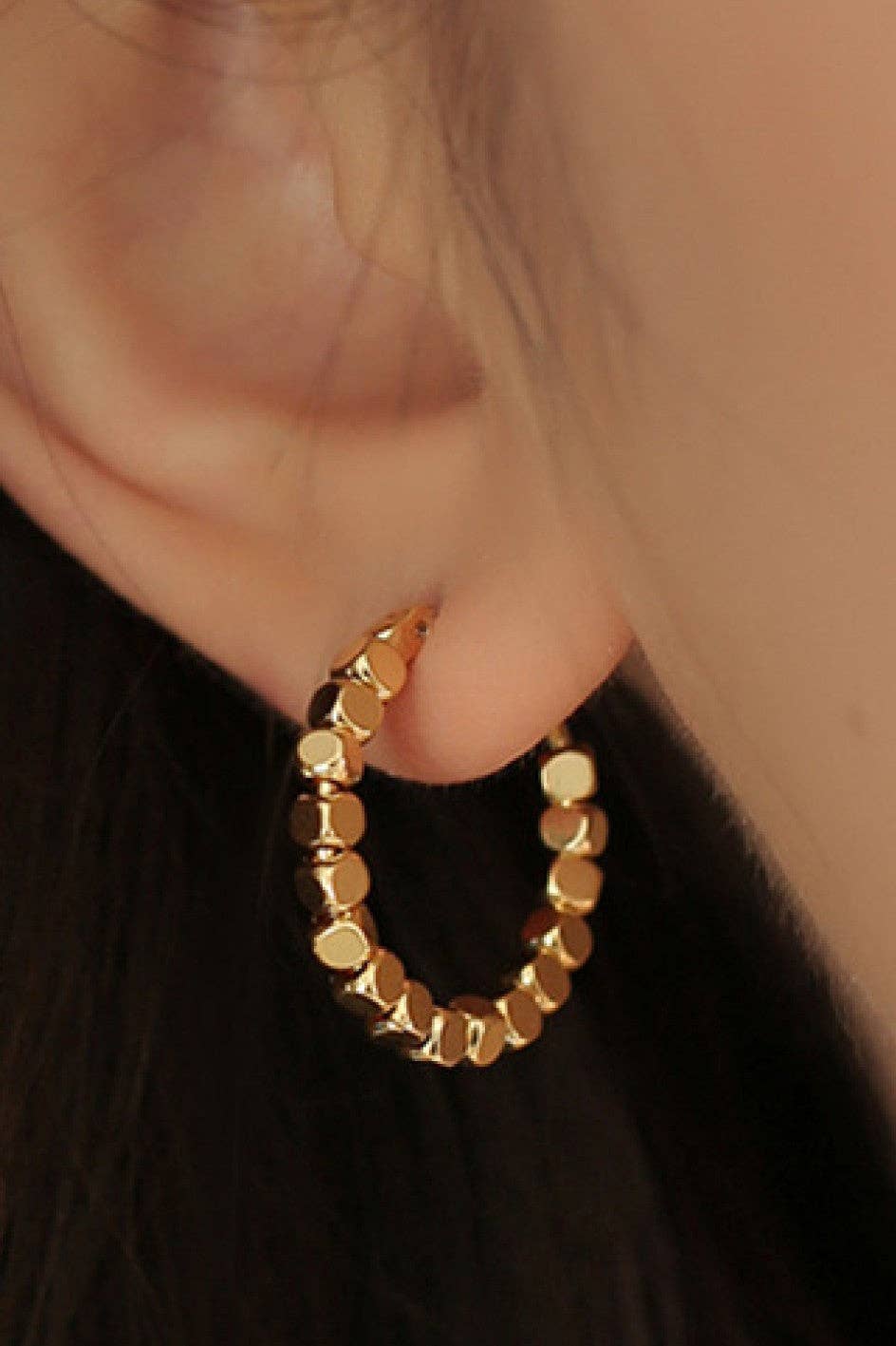 18K Gold Plated Waterproof Stainless Steel Hoop Earrings