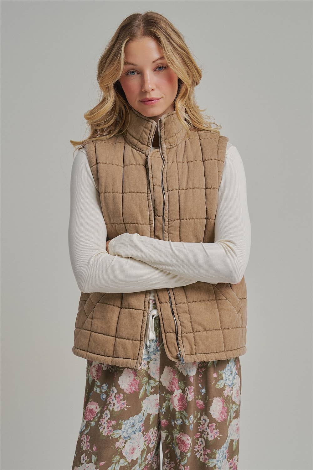 VINTAGE WASHED QUILTED PUFFER VEST