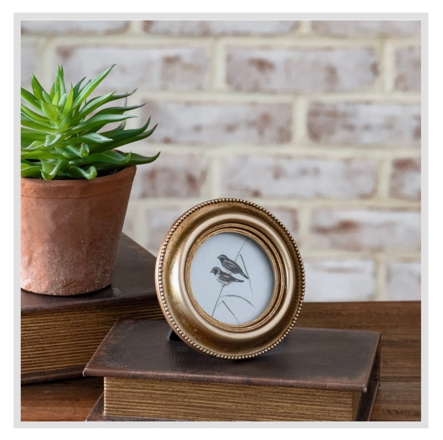 3x3 Round Vintage Gold Photo Frame