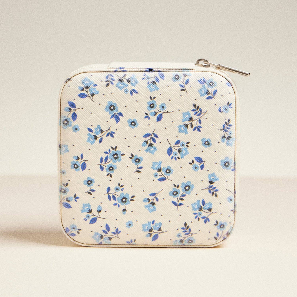 Blue Flower Pattern Jewelry Box -Travel Size