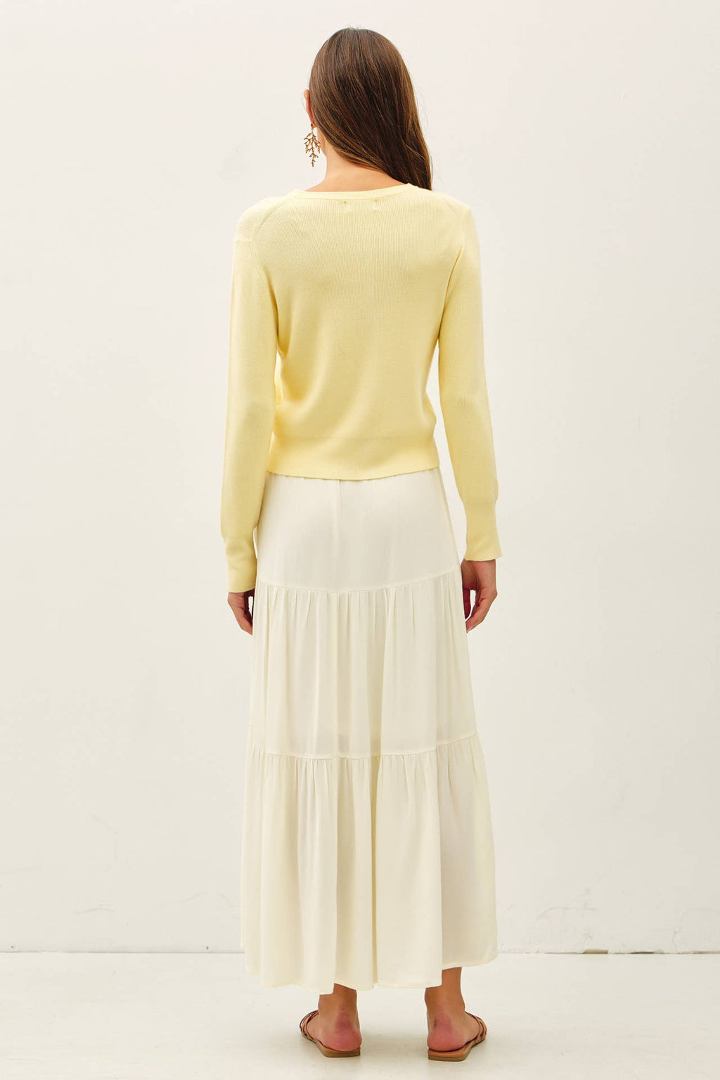 SMOCKED WAIST TIERED MAXI SKIRT