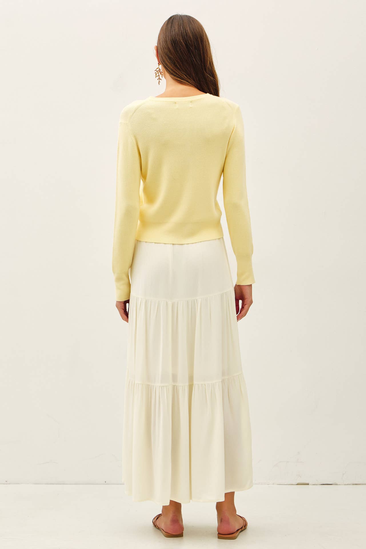 SMOCKED WAIST TIERED MAXI SKIRT