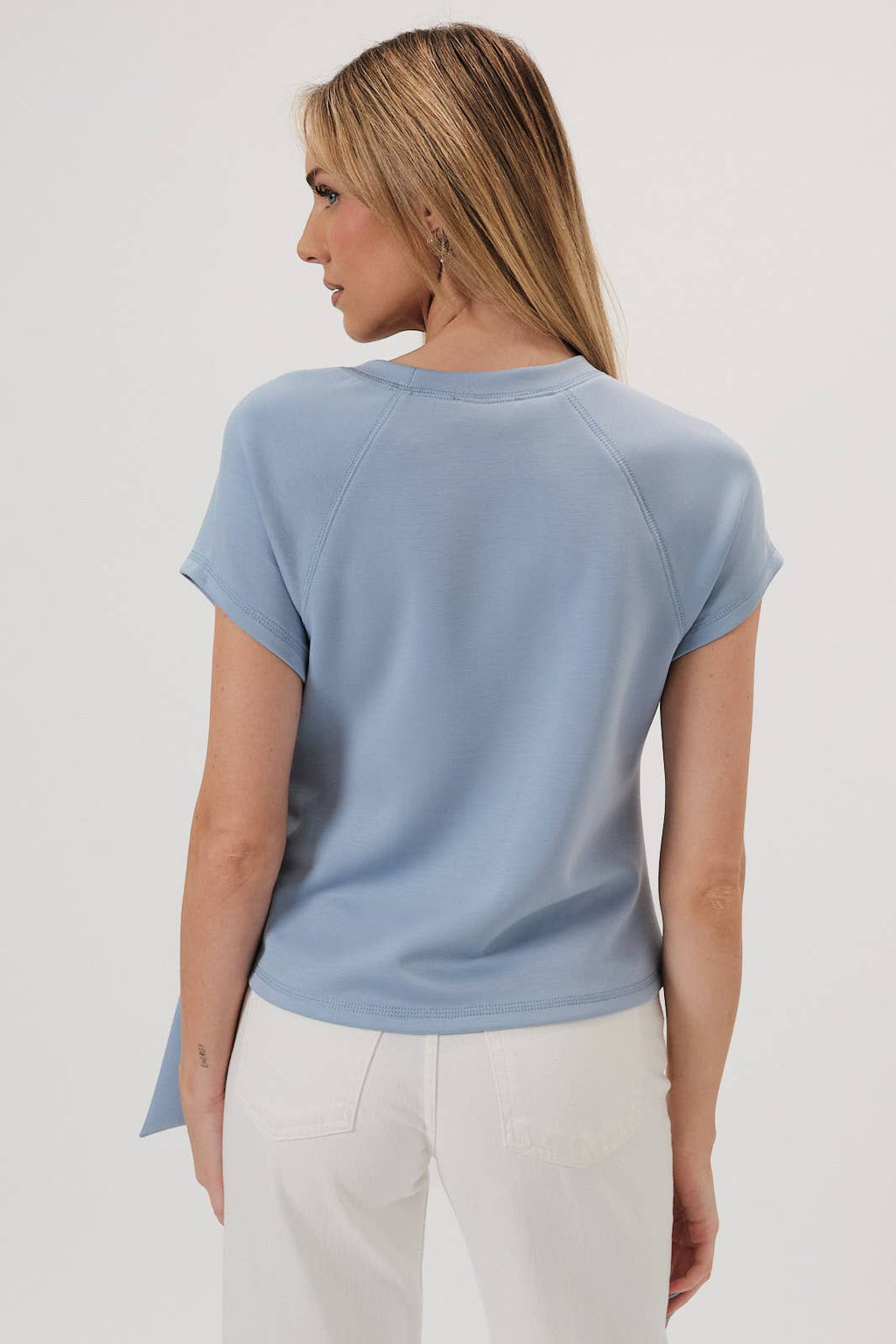 CREW NECK RAGLAN SHORT SLEEVE SIDE TIE TOP