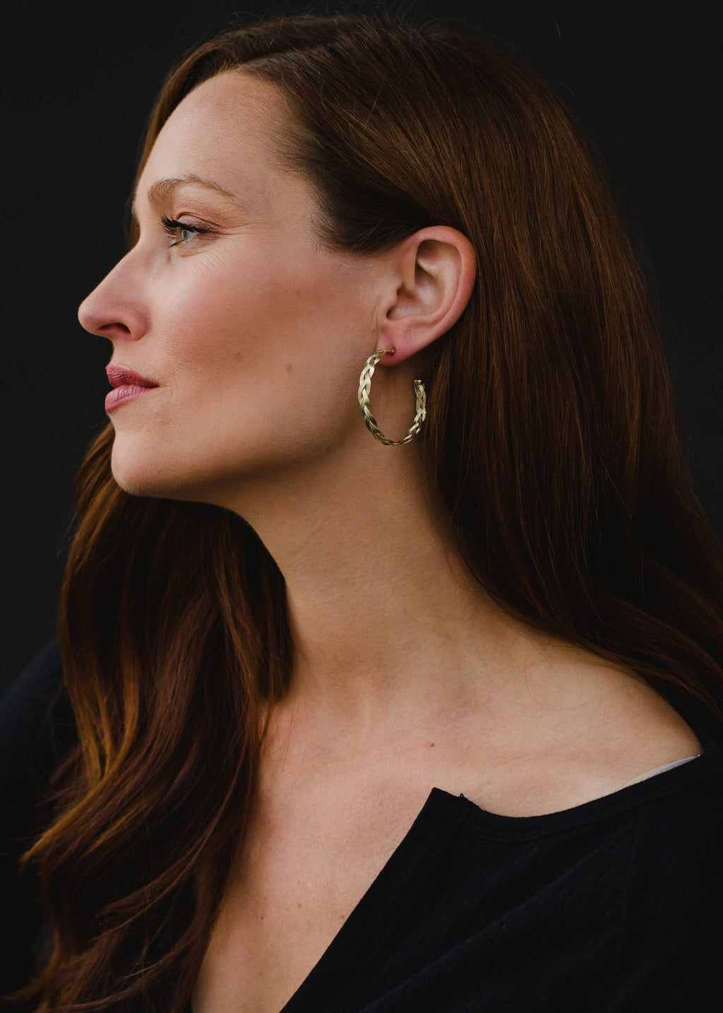 Large Gold Braided Hoop Earrings