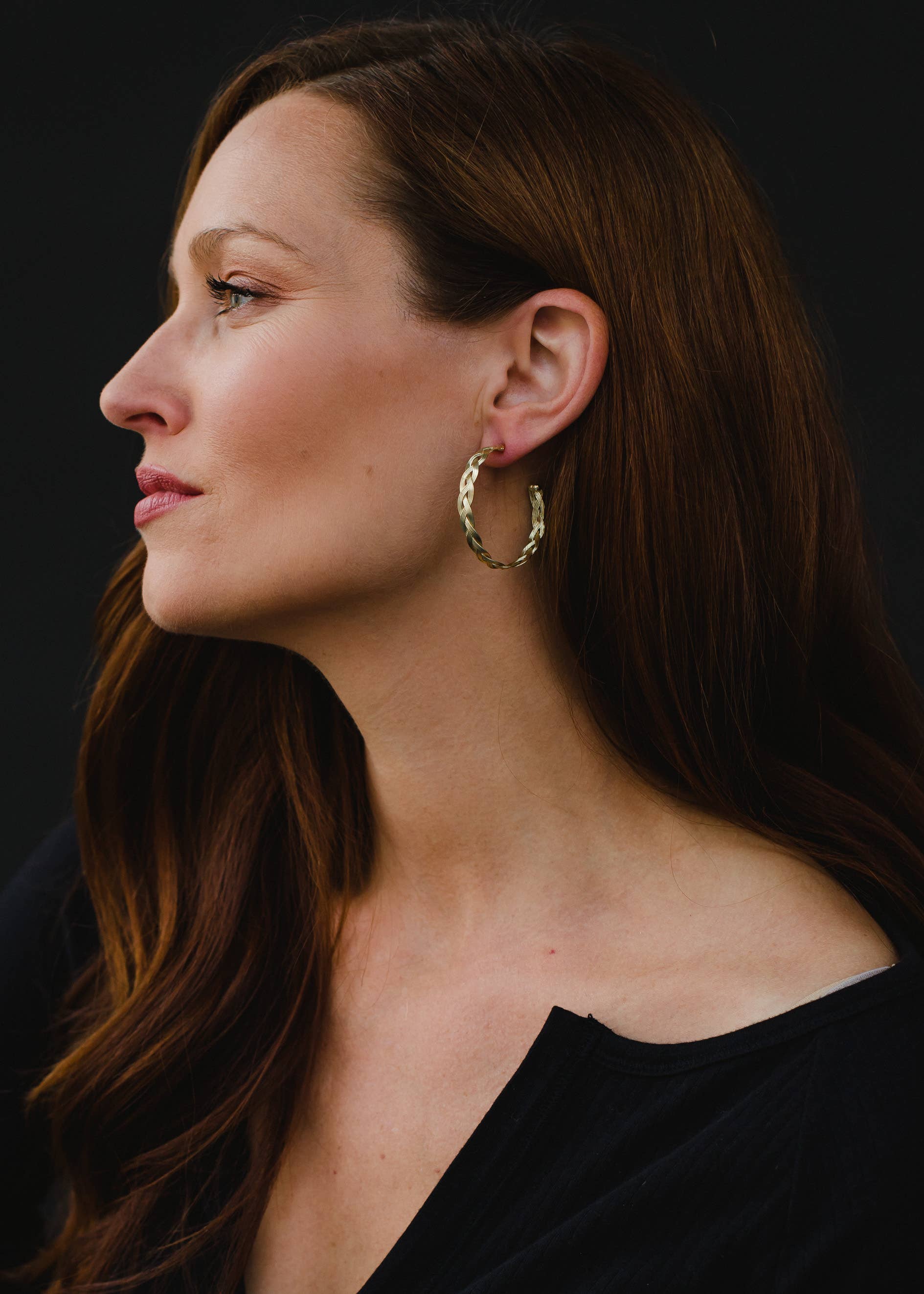 Large Gold Braided Hoop Earrings
