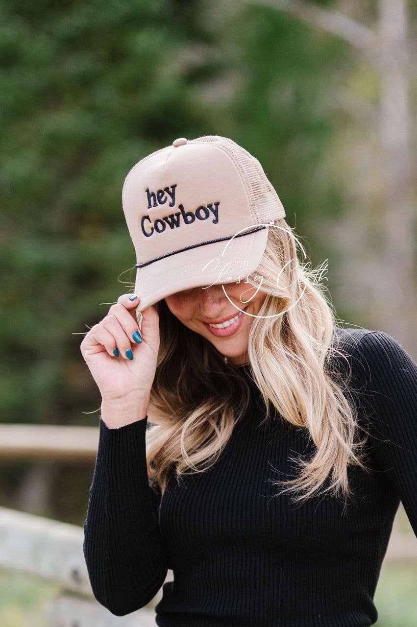 Embroidered Trucker Hat - Hey Cowboy