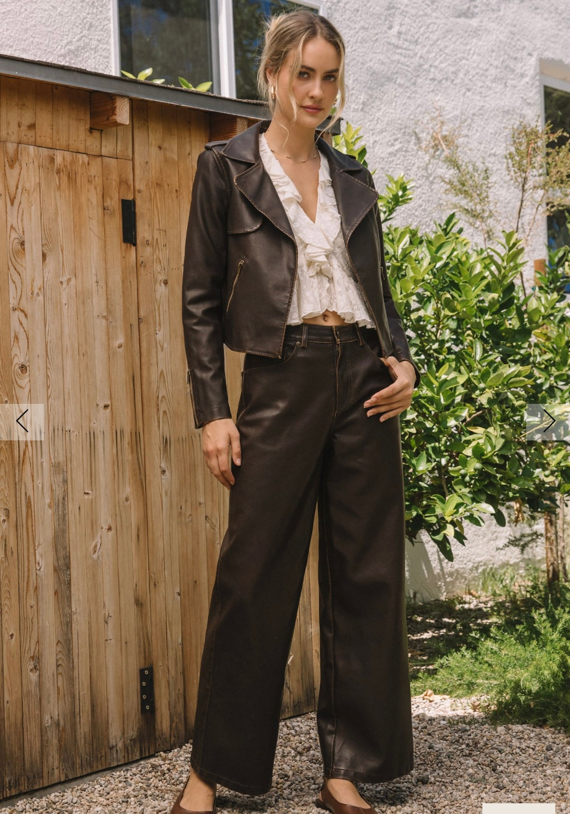 Distressed Faux Leather Pants