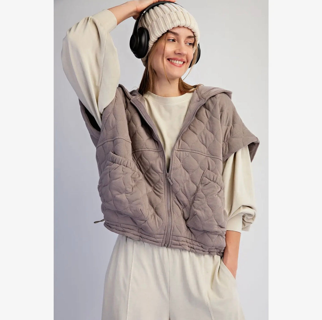 Quilted Cinch Hoodie Vest