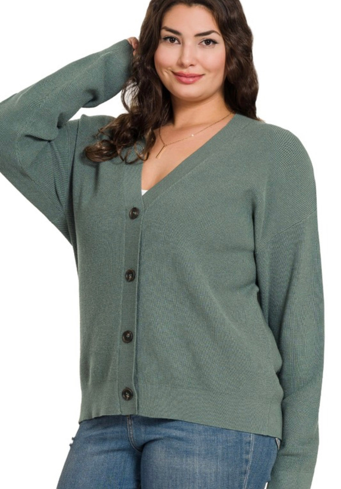 Curvy V-neck Cardigan