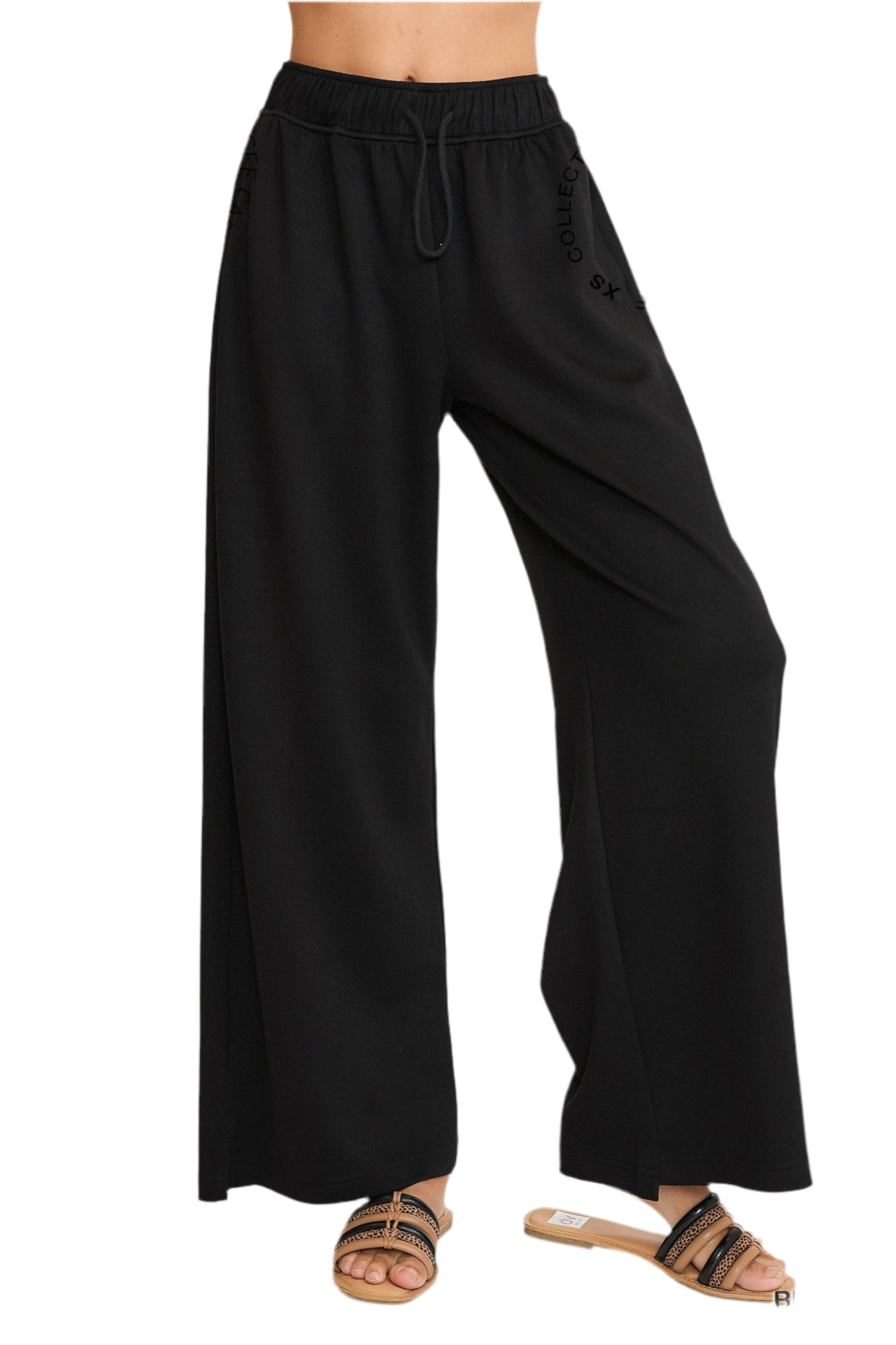 Black wide leg knit pant