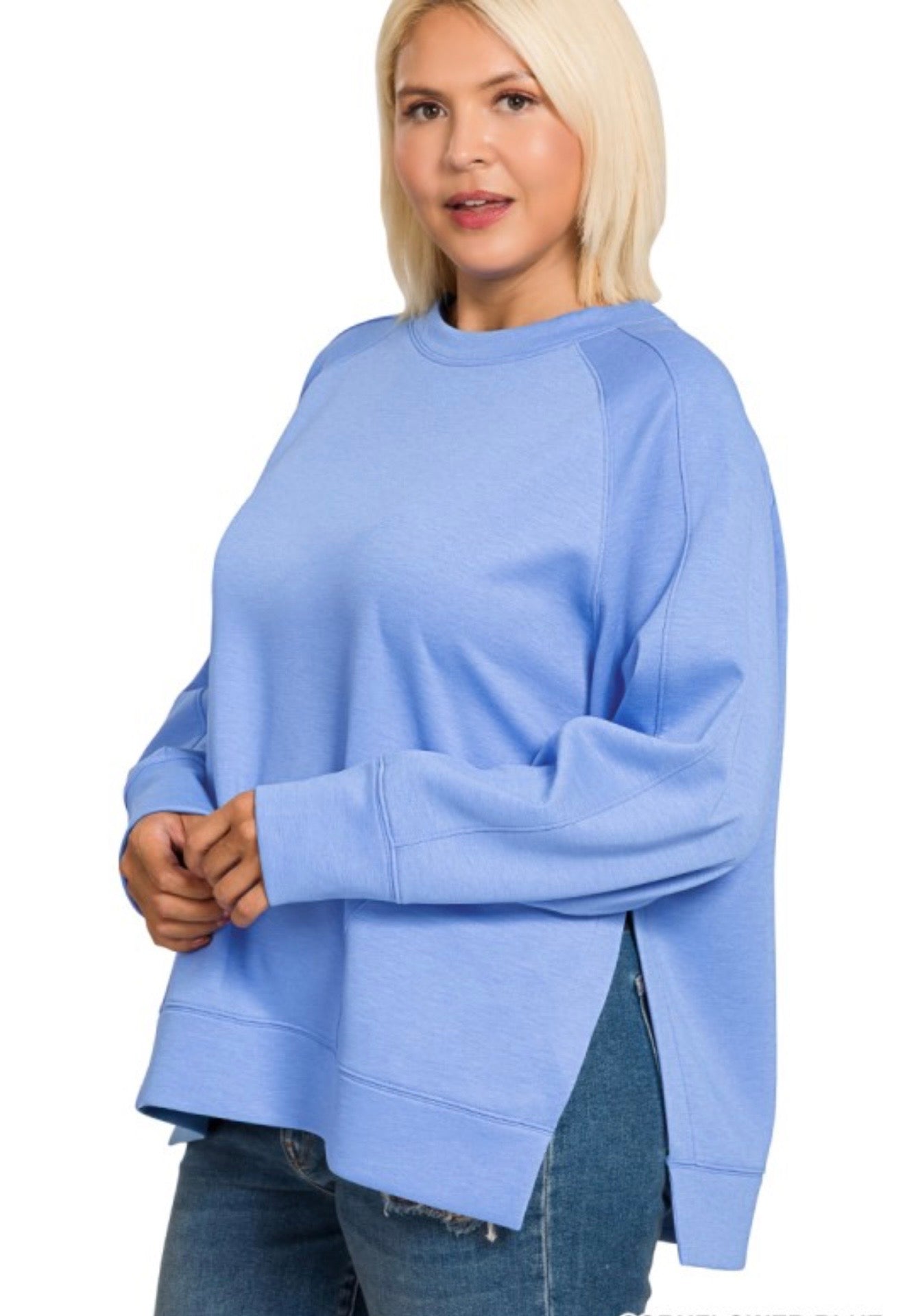 Curvy Scuba Pullover with Side Slits