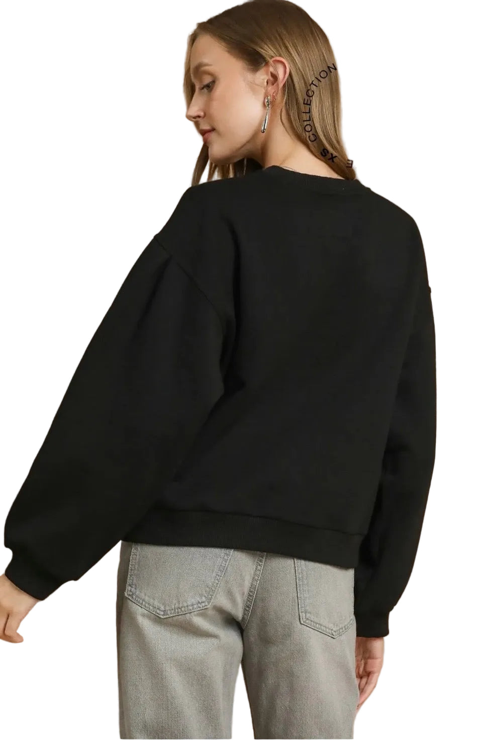 Pleated Sleeve Sweatshirt