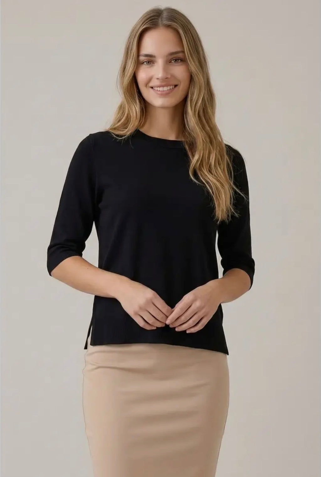 Elbow Sleeve Knit Top