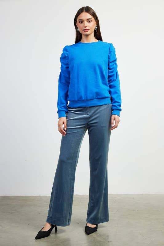 Ruched Sleeve Knit Top