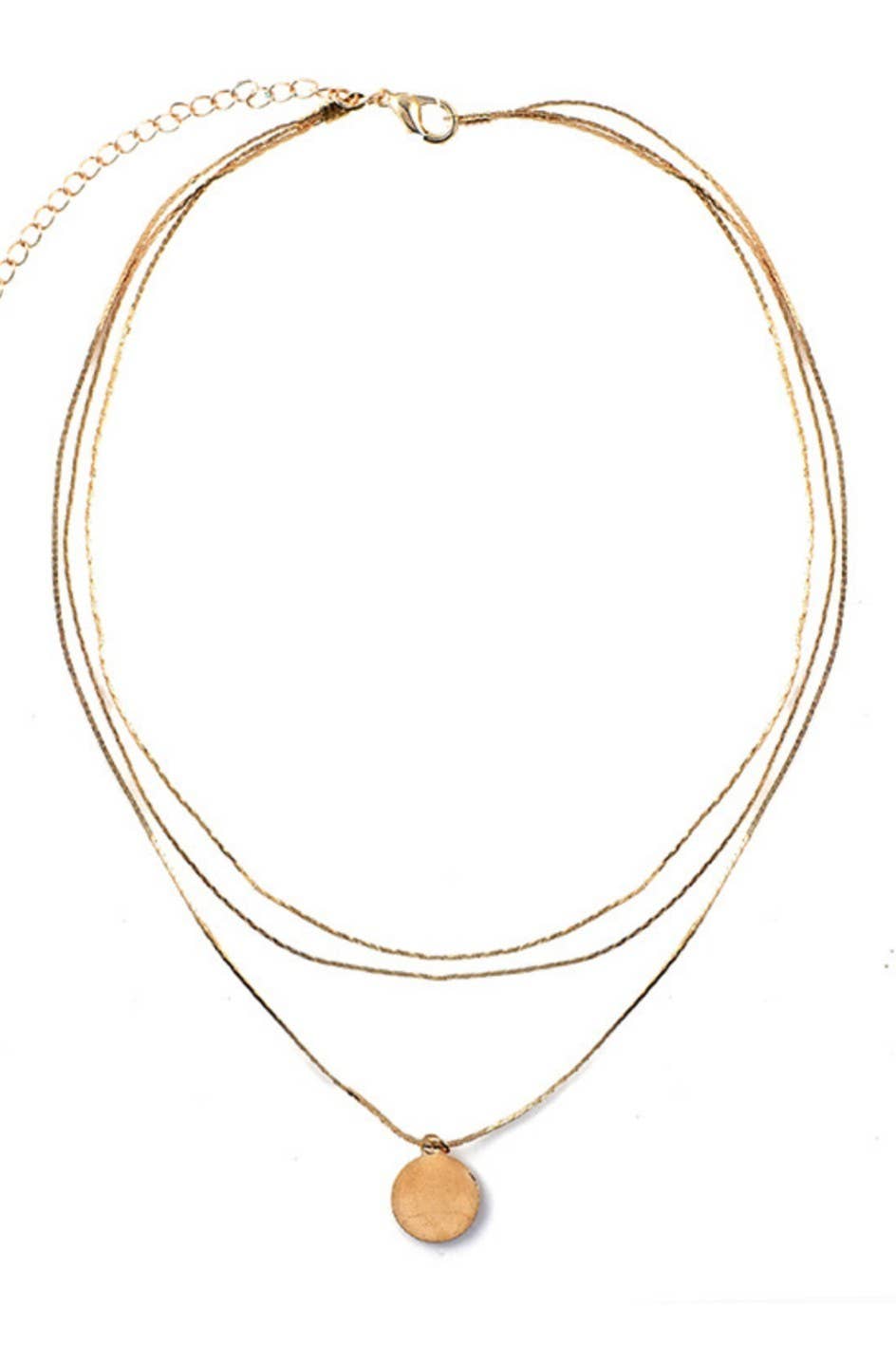 18K Gold Plated Waterproof Stainless Steel Layered Gold Disc Necklace