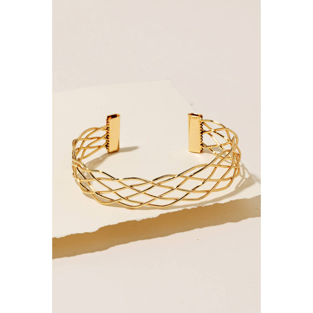 Woven Metallic Wire Cuff Bracelet