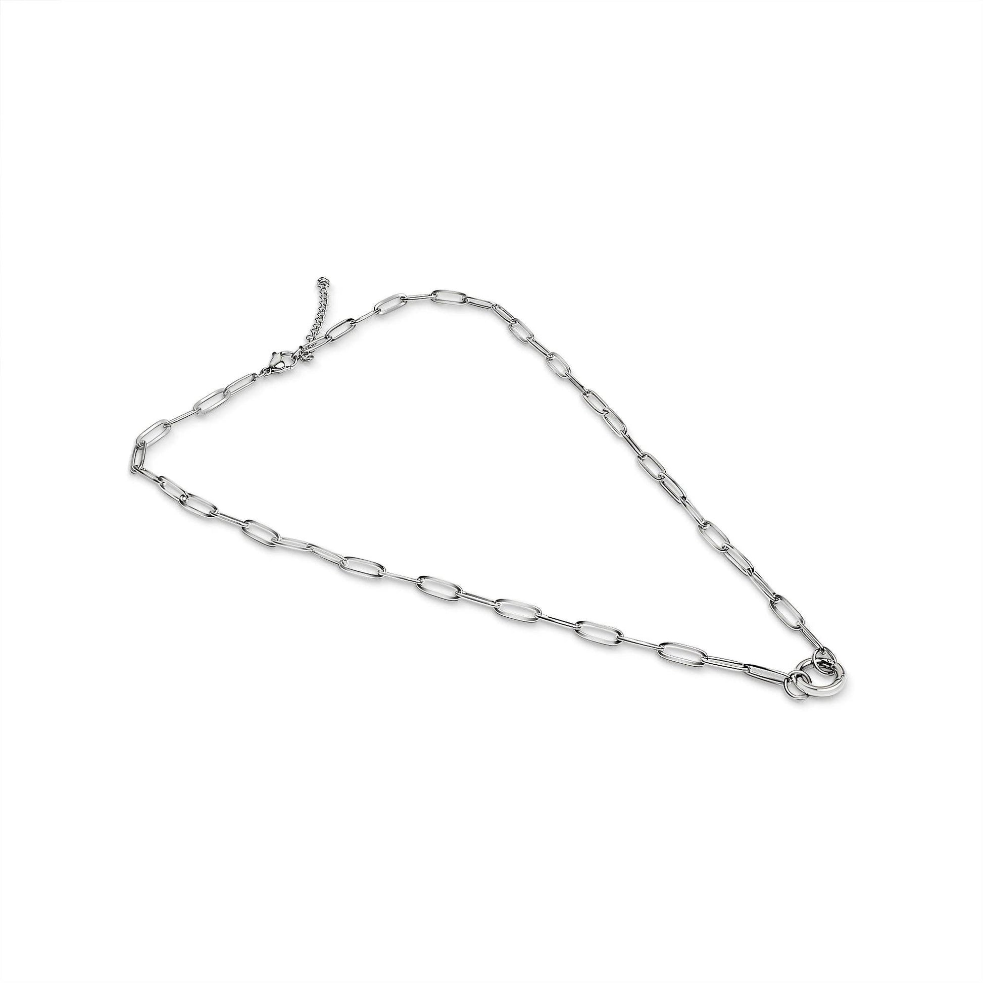 Stainless Steel Paperclip Charm Keeper Necklace: Stainless / 20"+2"