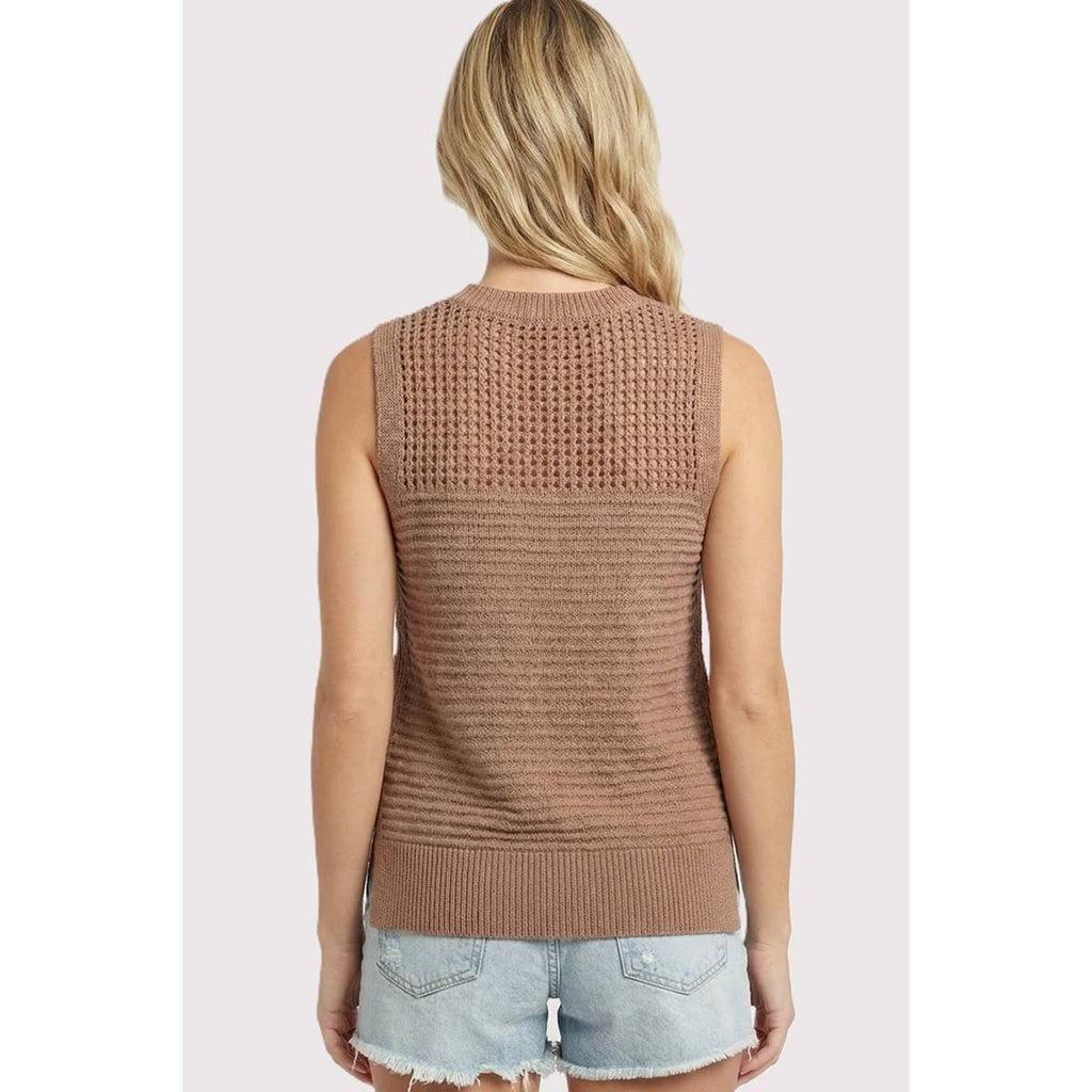 Open Weave Sleeveless Sweater Top