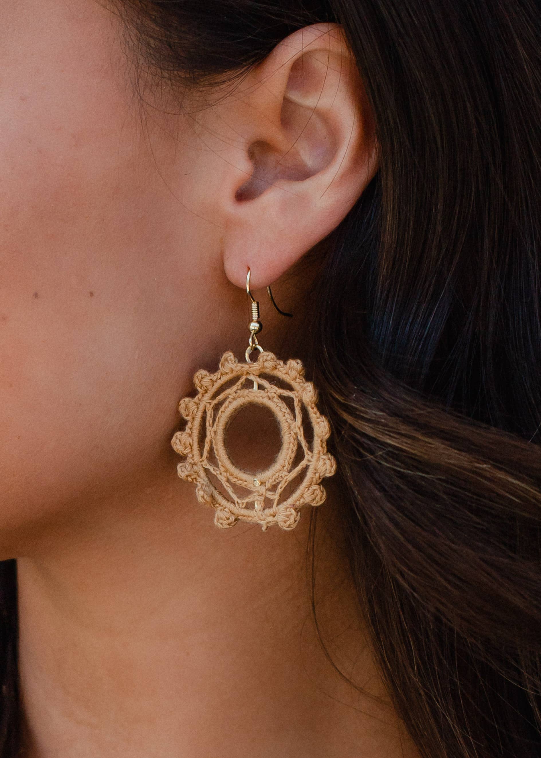 Tan Crochet Hoops