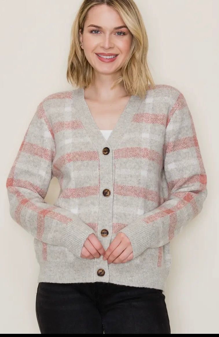 Plaid Cardigan Sweater