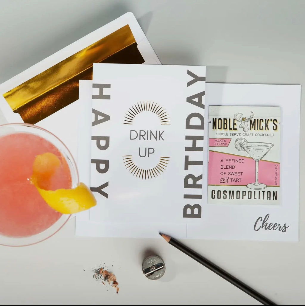Drink Up!  Birthday Card and Single Serving Cocktail Mix
