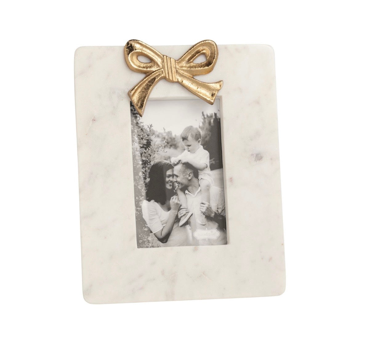 4x6 Gold Bow Marble Photo Frame