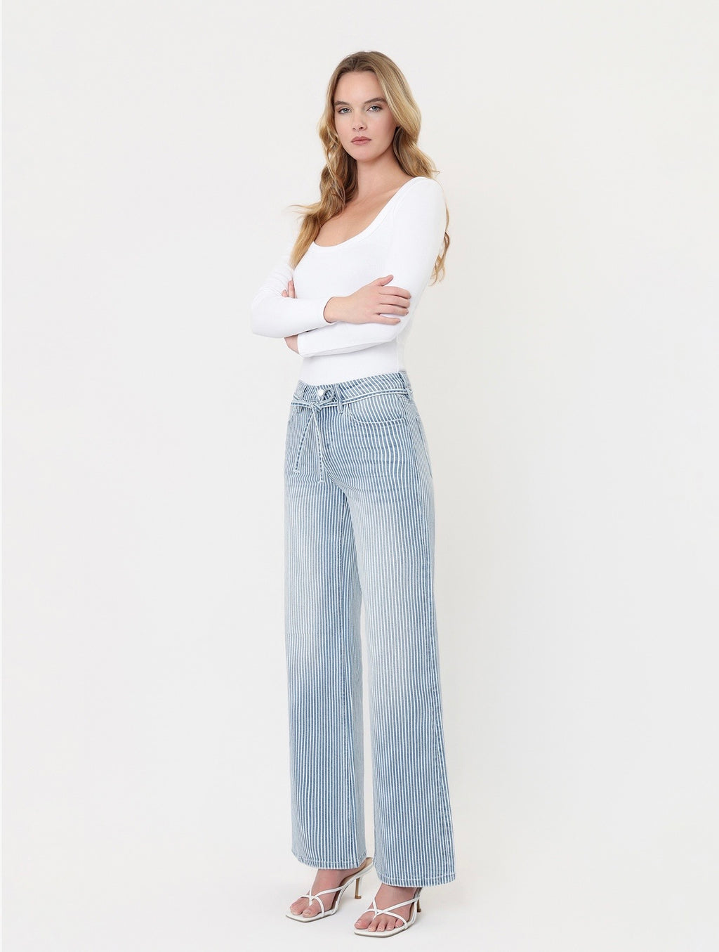 Vervet Stripe Drawstring Waistband Jeans