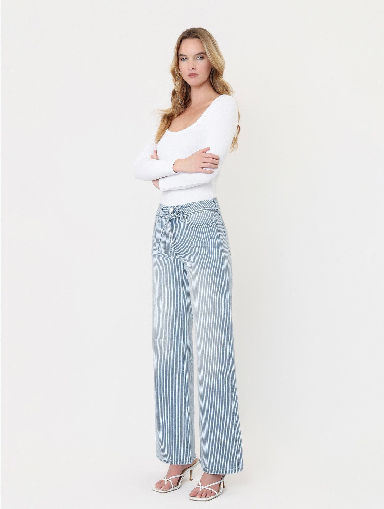 Vervet Stripe Drawstring Waistband Jeans