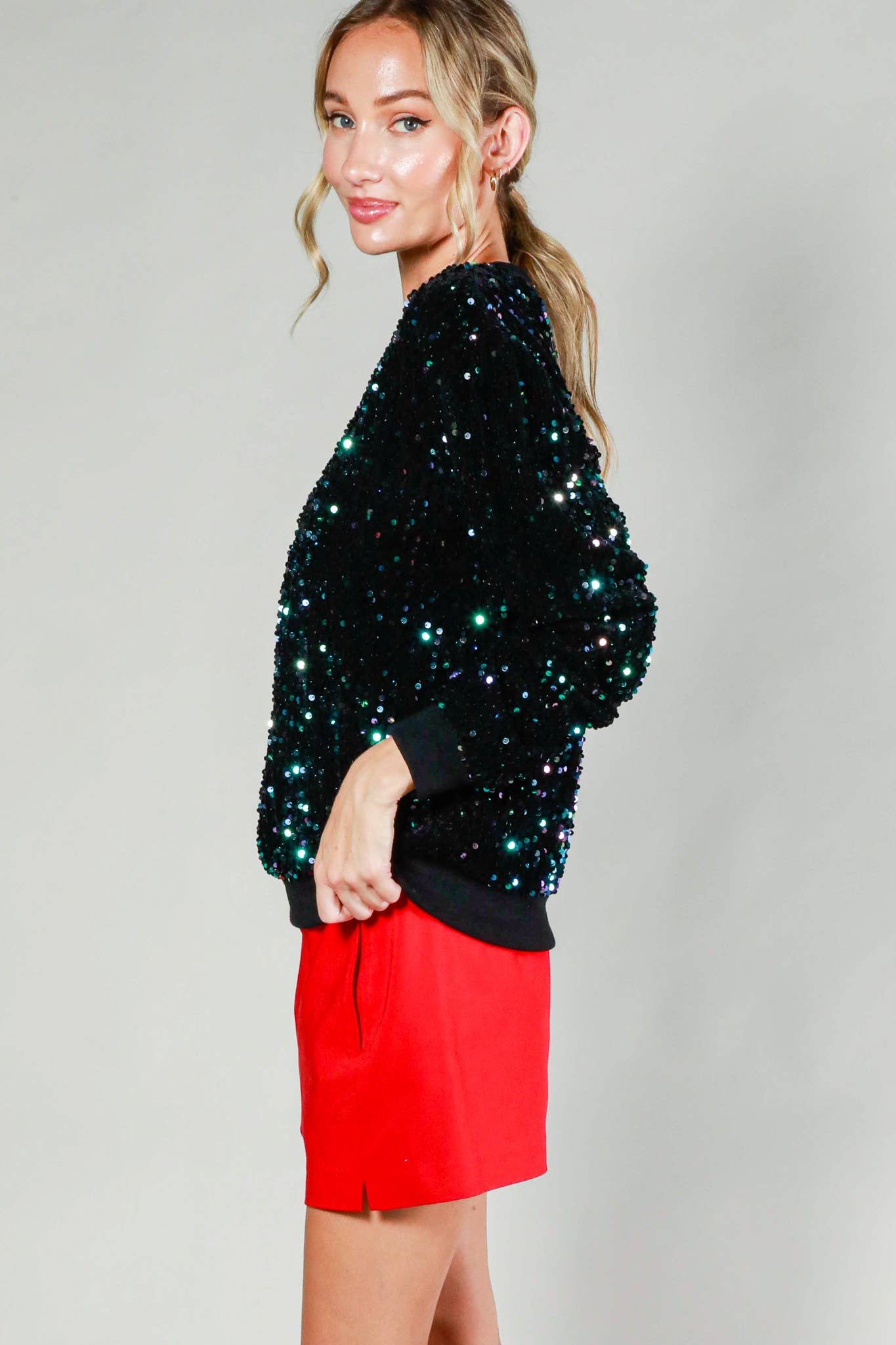 Sequin Crewneck Sweatshirt Top