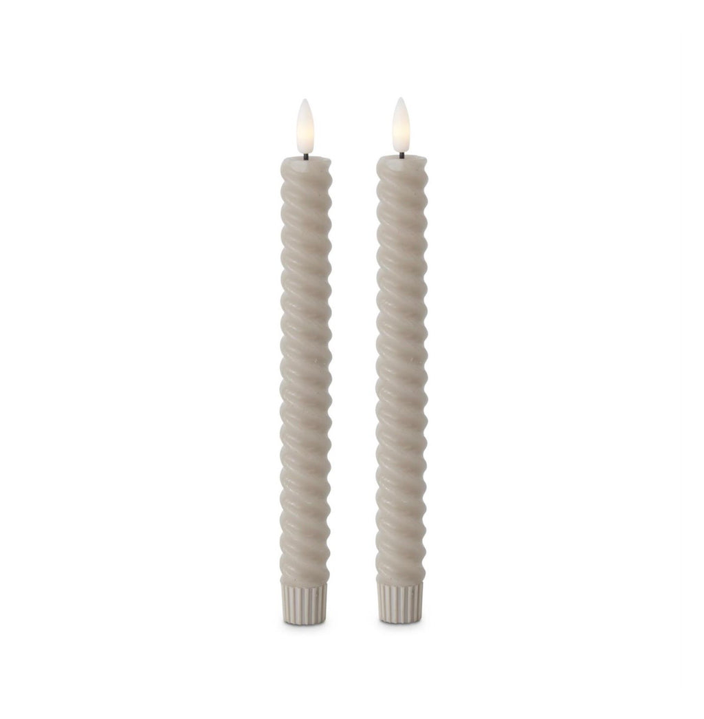 S/2 Taupe Patterned LED Candles with Timer