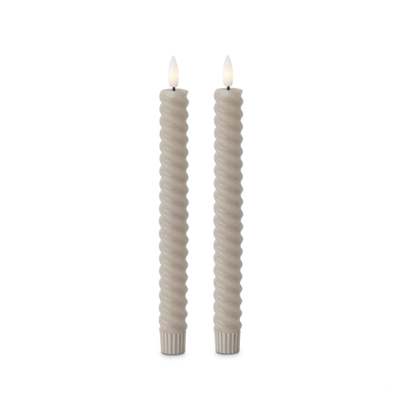 S/2 Taupe Patterned LED Candles with Timer