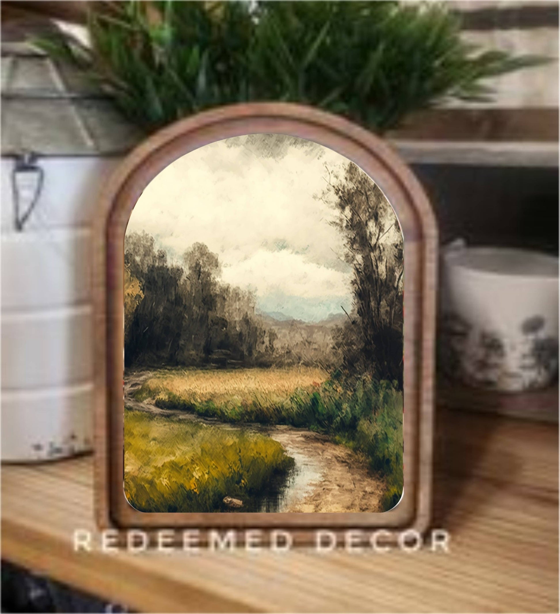Arch Top Moody Dirt Road Framed Art 8.25x11"