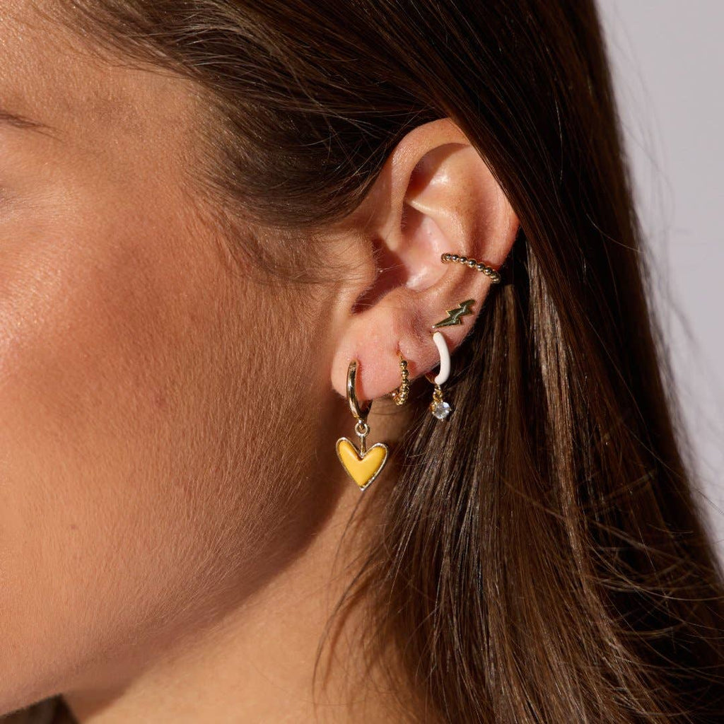 Yellow Stone Sweetheart Huggie Earrings