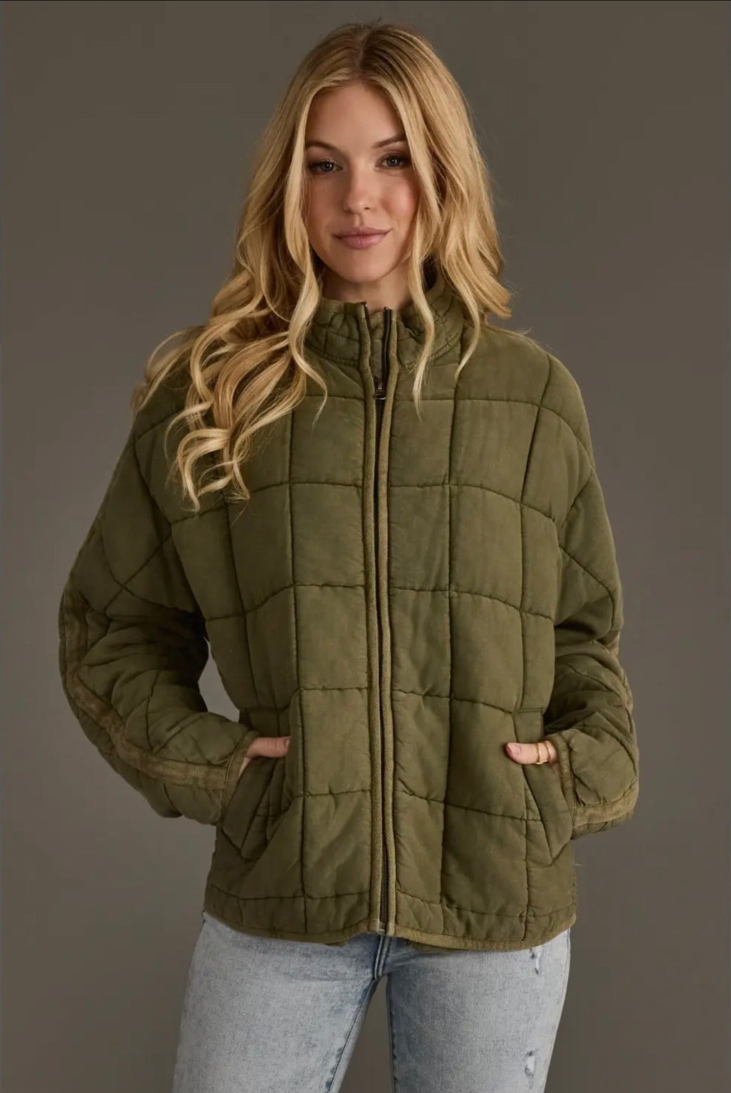 Contrast Stripe Soft Quilted Jacket