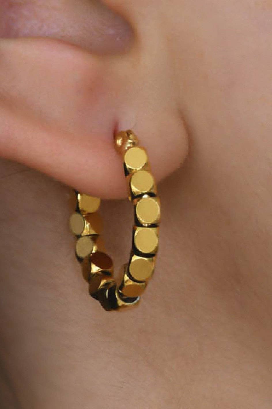 18K Gold Plated Waterproof Stainless Steel Hoop Earrings