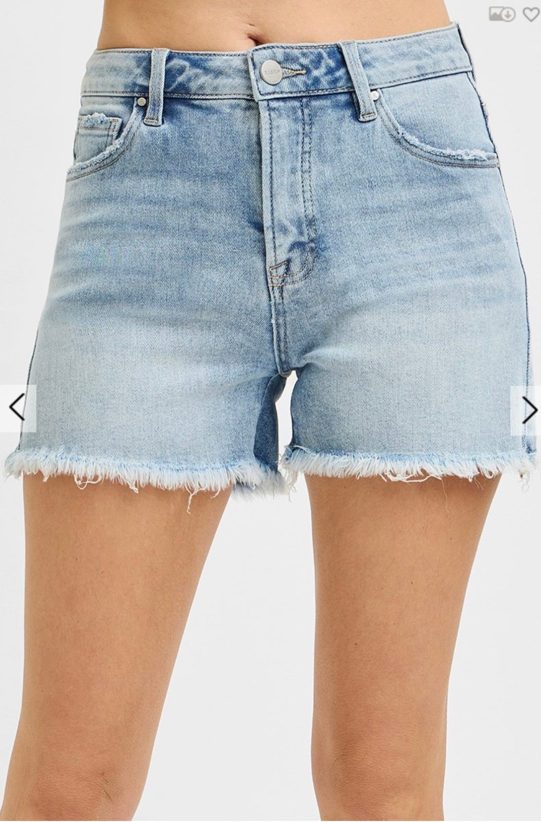 Risen Tummy Control Light High Rise Fray Hem Denim Short