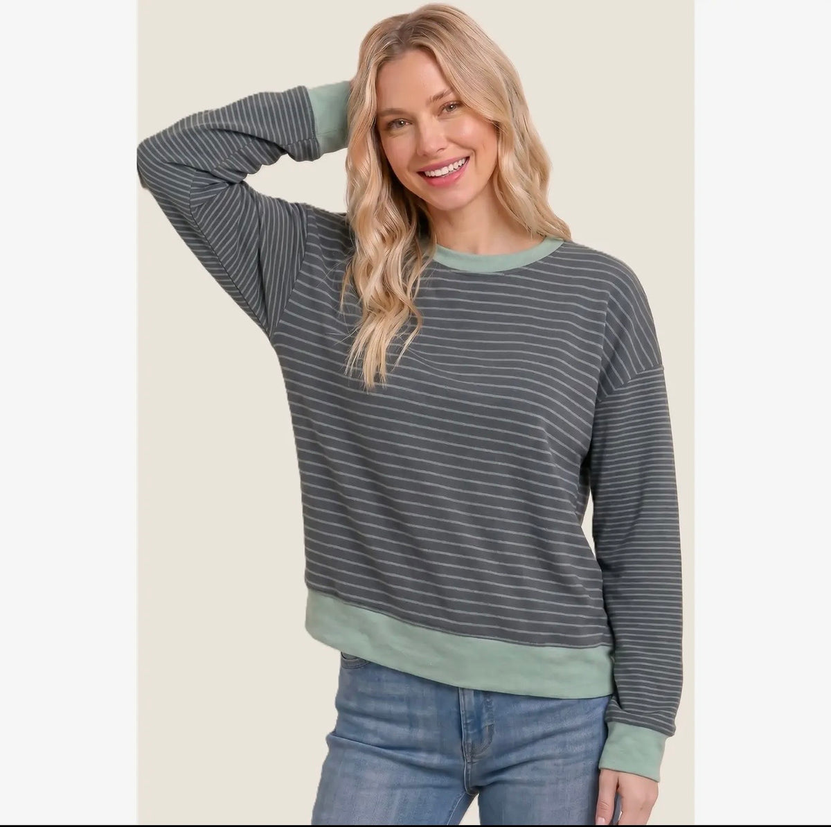 Micro Brushed Stripe Sweatshirt
