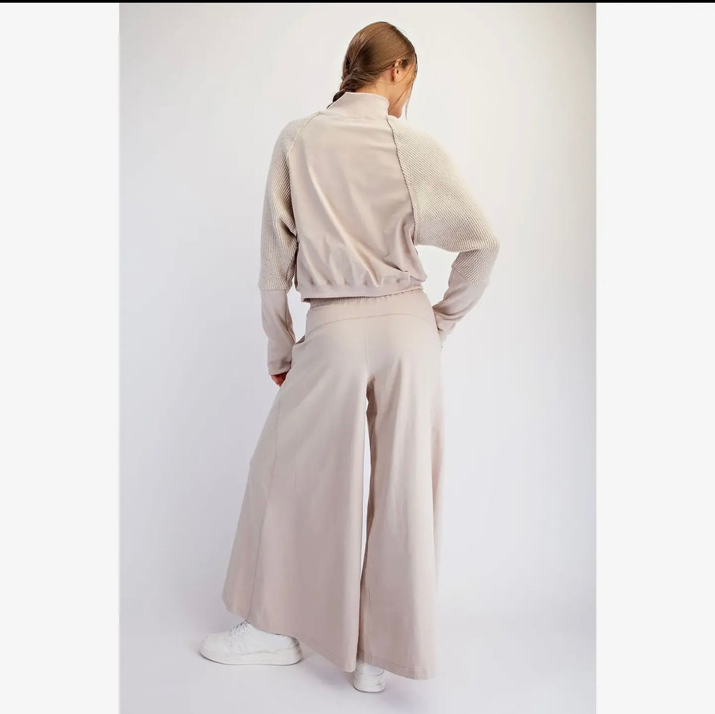 Mock Neck Sweatshirt and Wide Leg Pant Set