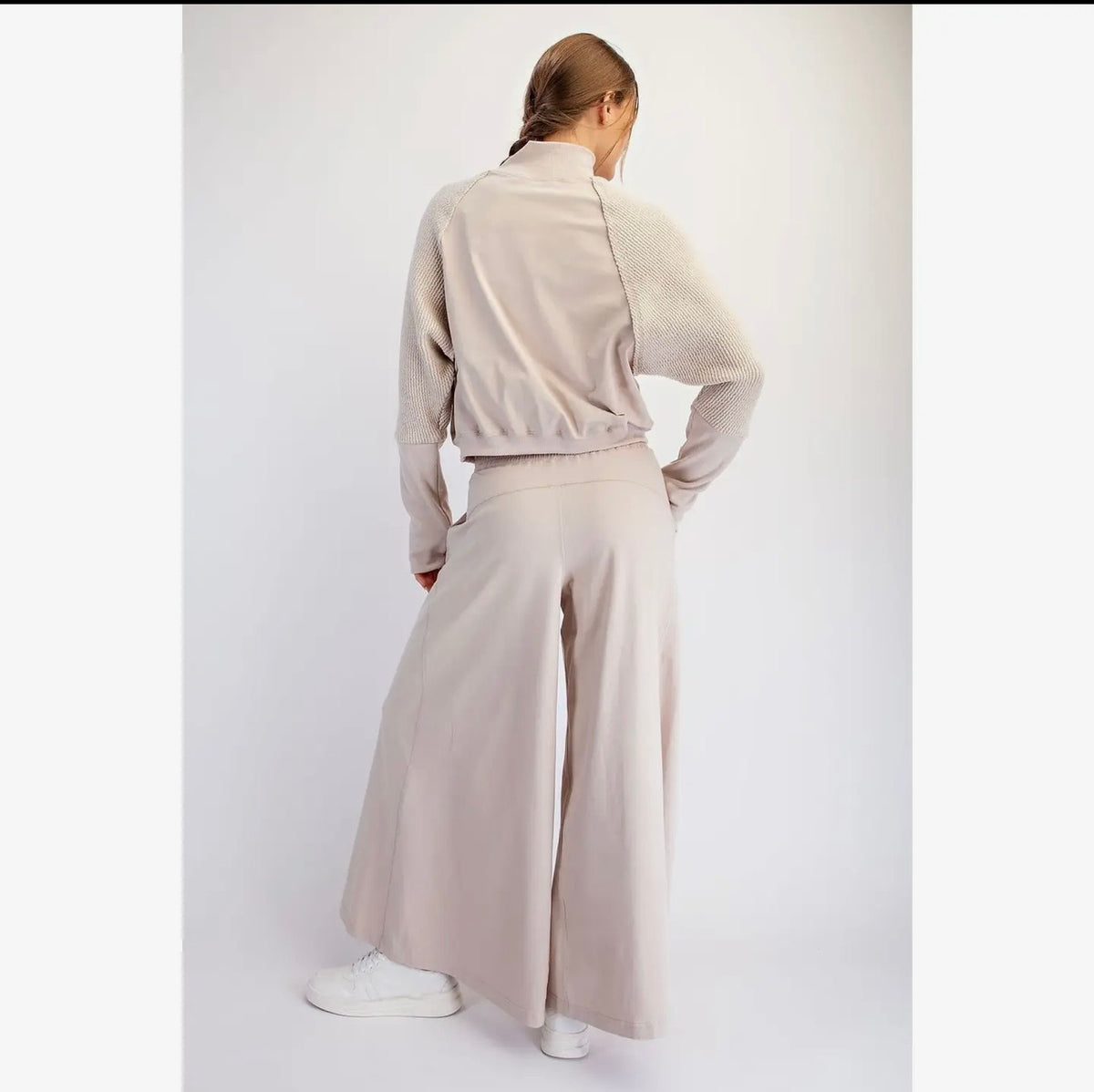 Mock Neck Sweatshirt and Wide Leg Pant Set