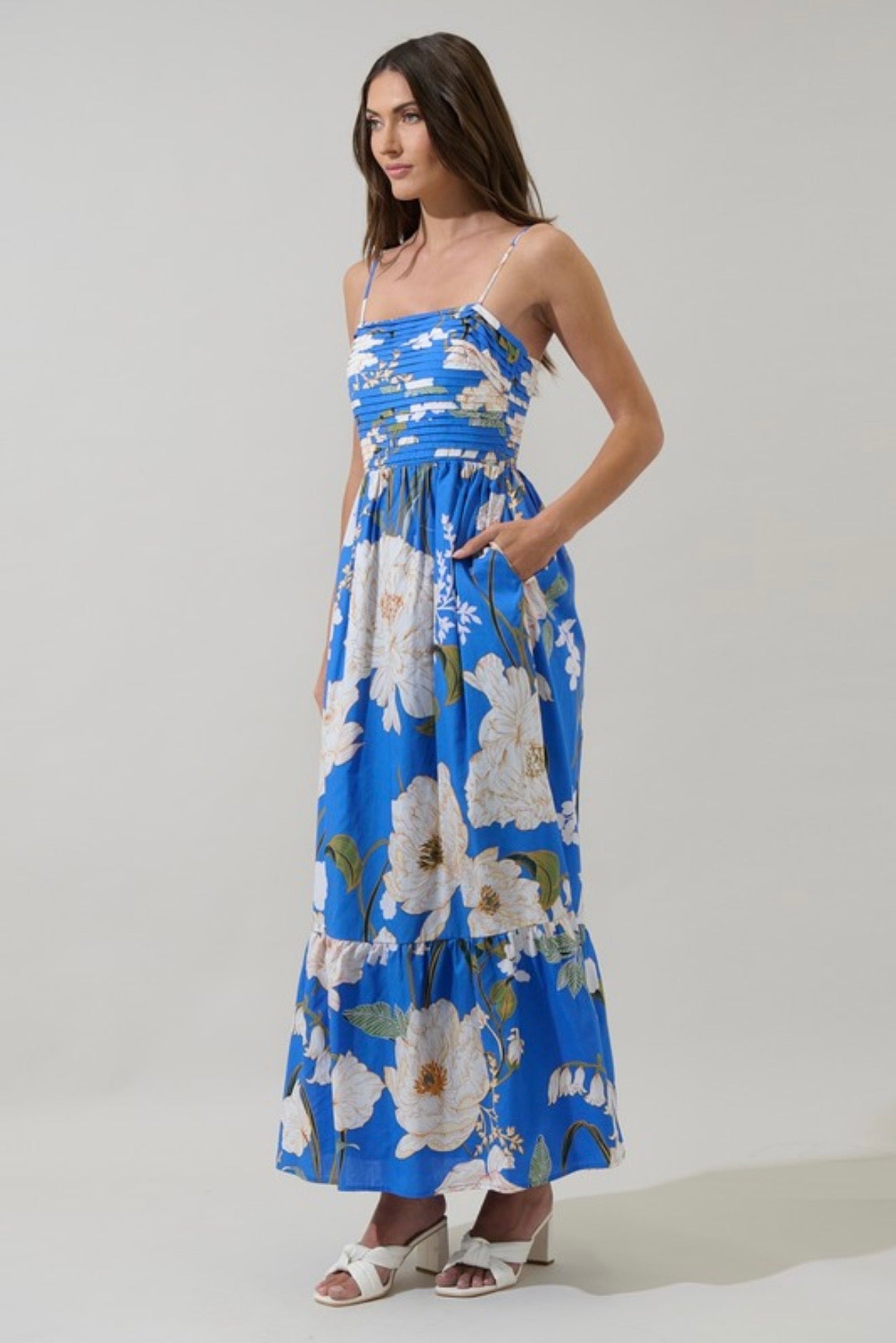 Floral Pleated Maxi Dress