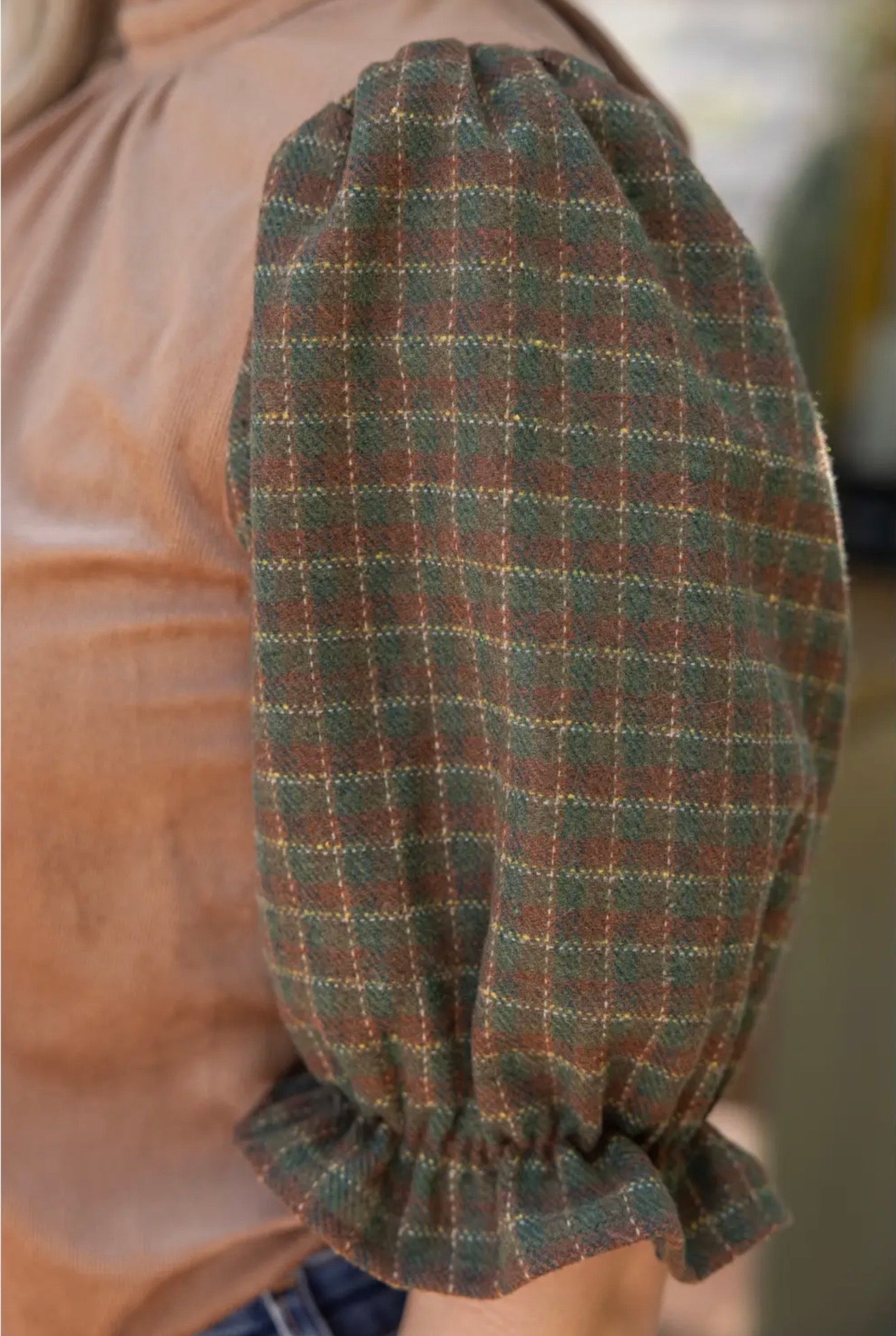 Contrast Plaid Tie Back Top