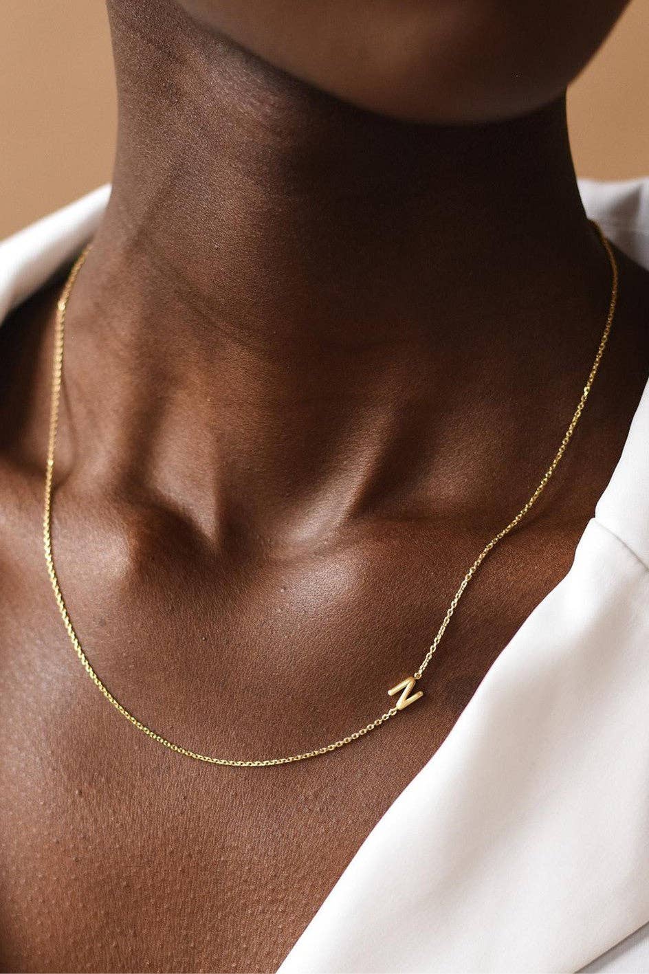 18K Gold Plated Waterproof Stainless Steel Initial Necklace
