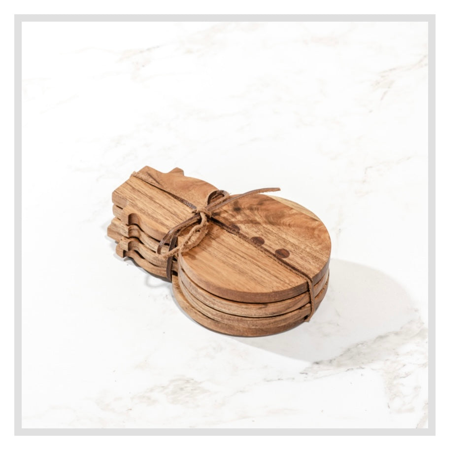 S/4 Wood Snowman Coasters