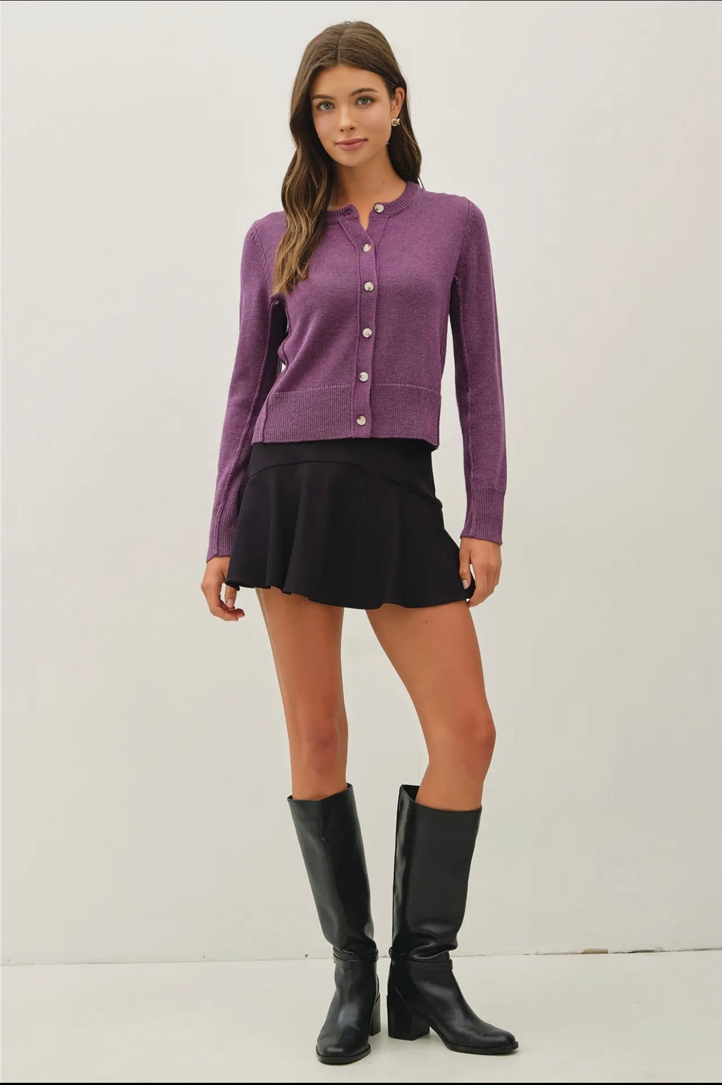Wool Blend Classic Cut Button Up Cardigan